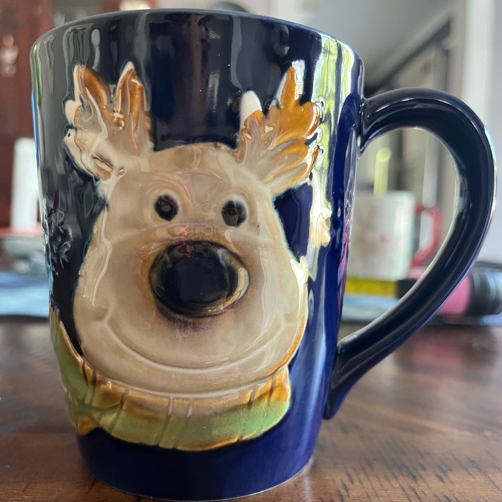 Reindeer Design Blue Mug